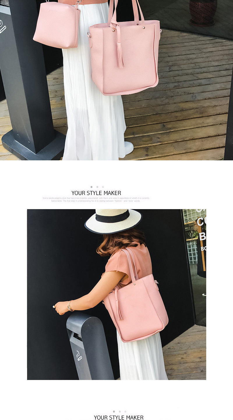 Fashion Gray Tassel Decorated Pure Color Handbag (5 Pcs),Messenger bags