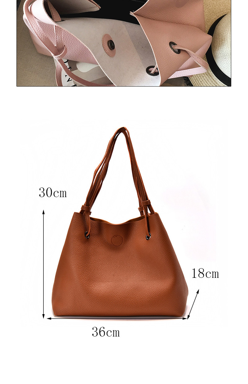 Fashion Light brown Rectangle Shape Decorated Pure Color Shoulder Bag (2 Pcs),Messenger bags