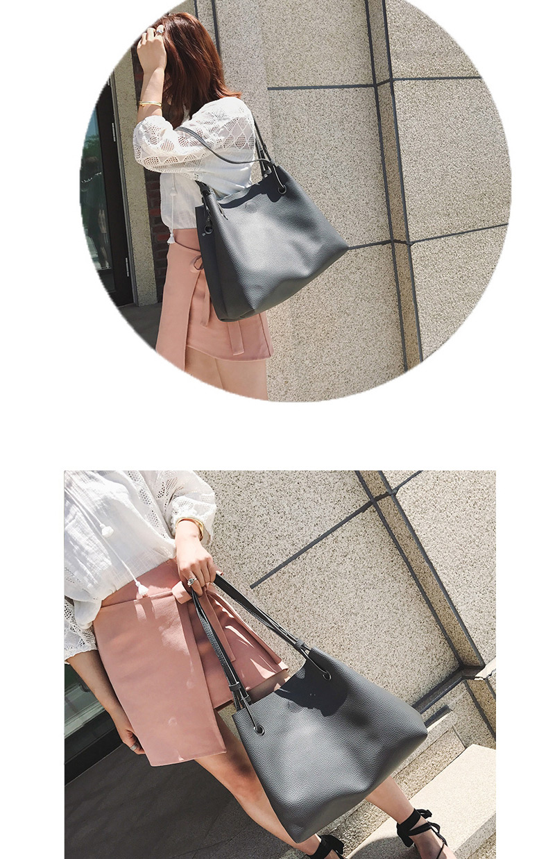 Fashion Black Rectangle Shape Decorated Pure Color Shoulder Bag (2 Pcs),Messenger bags