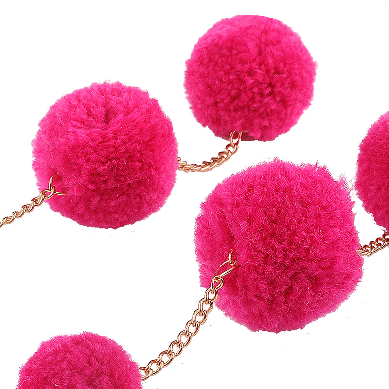 Fashion Multi-color Pom Ball Decorated Color Matching Pom Earrings,Drop Earrings