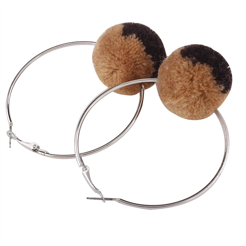 Fashion Yellow+black Circular Ring Shape Decorated Ball Pure Color Pom Earrings,Drop Earrings