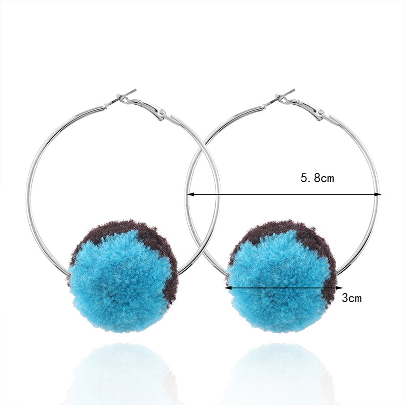 Fashion Yellow+black Circular Ring Shape Decorated Ball Pure Color Pom Earrings,Drop Earrings