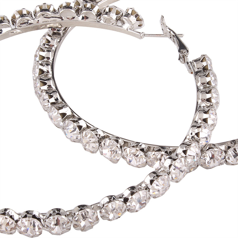 Fashion Gun Black Diamond Decorated Circular Ring Shape Pure Color Earrings,Hoop Earrings