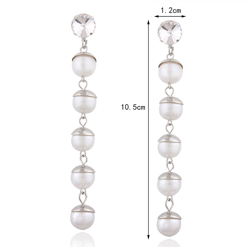 Fashion White Pearl Decorated Tassel Pure Color Earrings,Drop Earrings