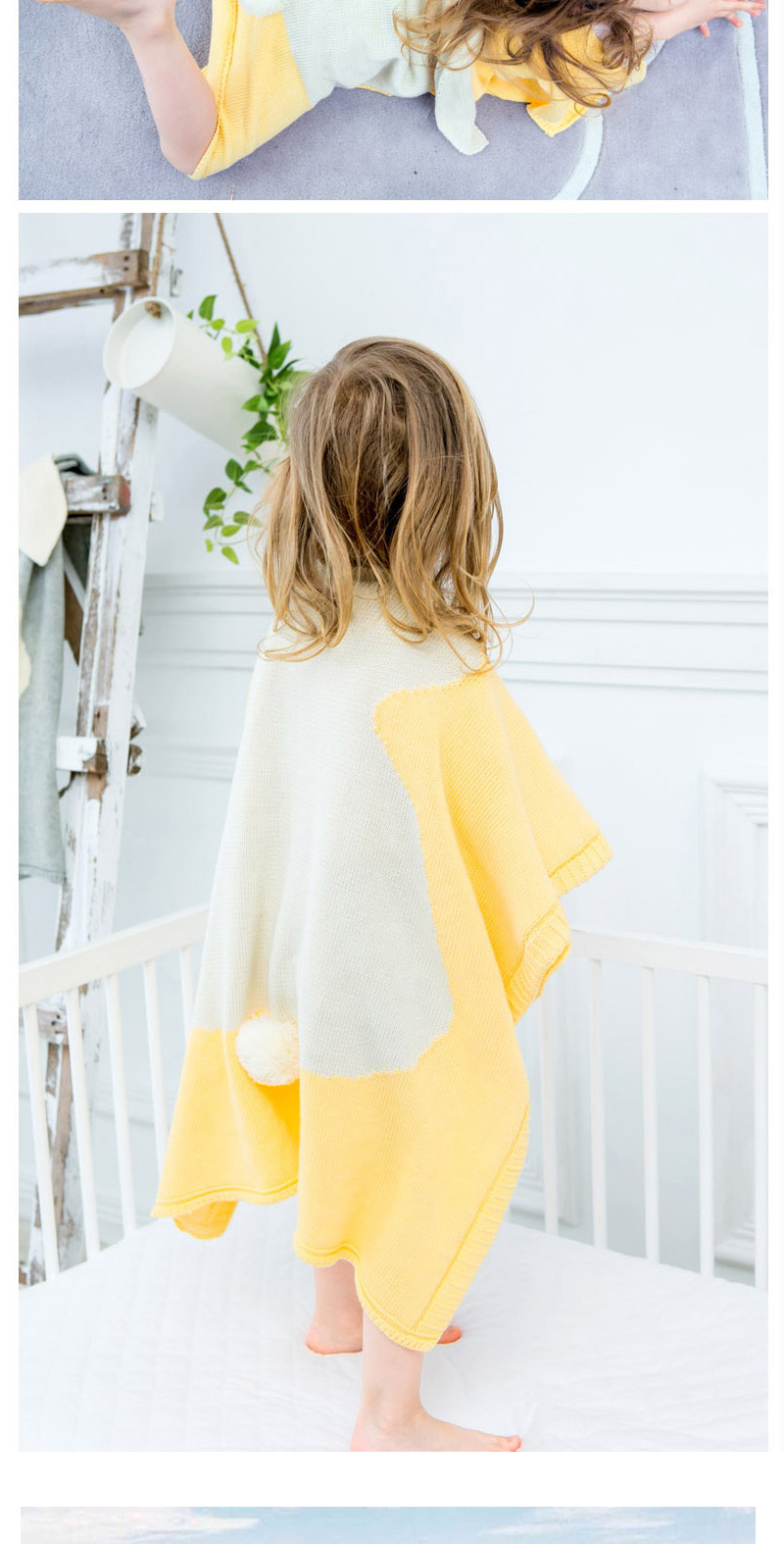 Fashion Yellow Rabbit Shape Decorated Pure Color Blanket,Household goods