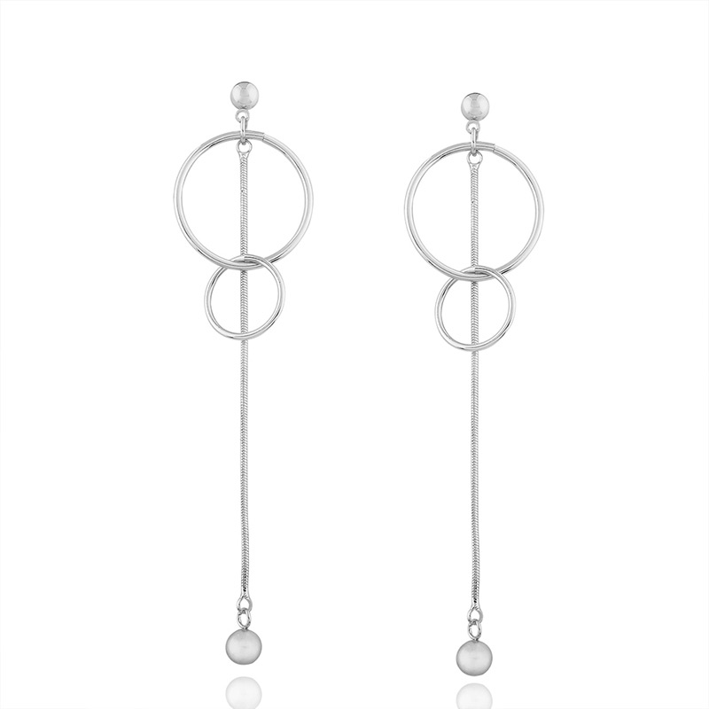 Fashion Silver Color Circular Ring Shape Decorated Pure Color Earrings,Drop Earrings