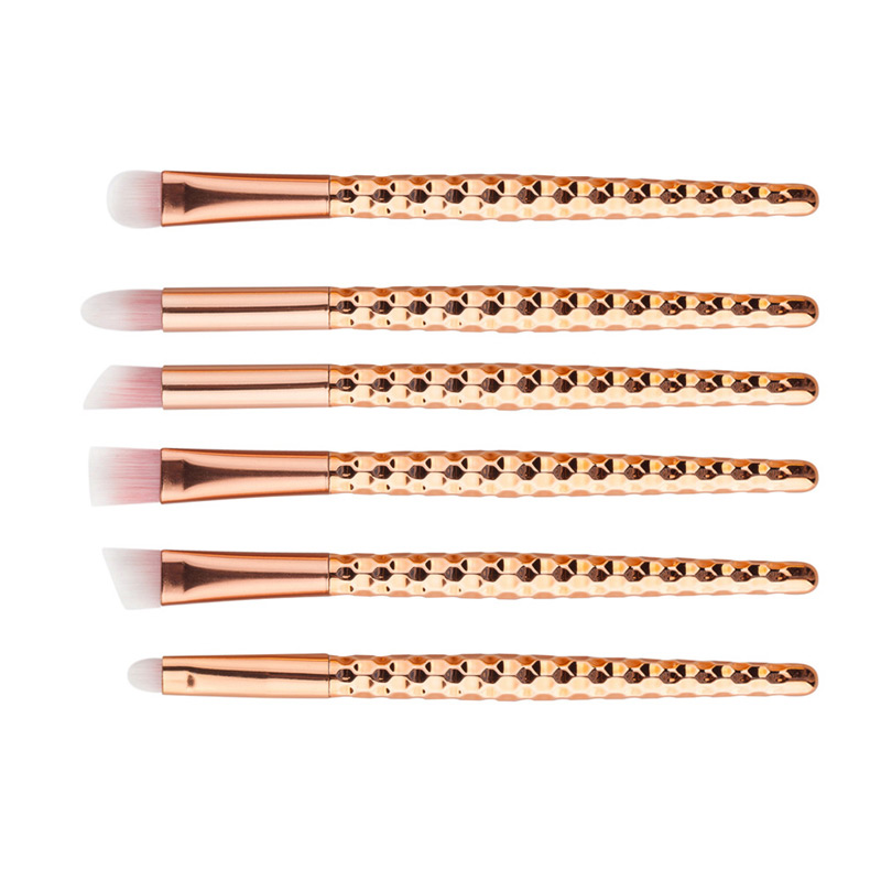 Fashion Rose Gold Pure Color Decoraed Simple Makeup Brush (6pcs),Beauty tools