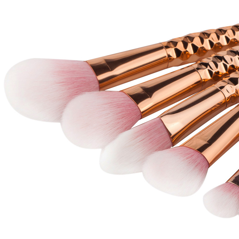 Fashion Rose Gold Pure Color Decoraed Simple Makeup Brush (7pcs),Beauty tools