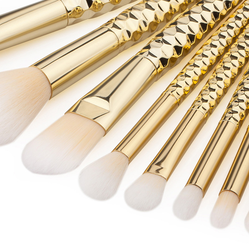 Fashion Gold Color Pure Color Decoraed Simple Makeup Brush (8pcs),Beauty tools