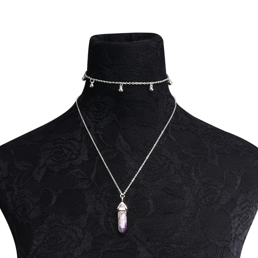 Vintage Silver Color Tophus Decorated Double Layer Necklace,Pendants
