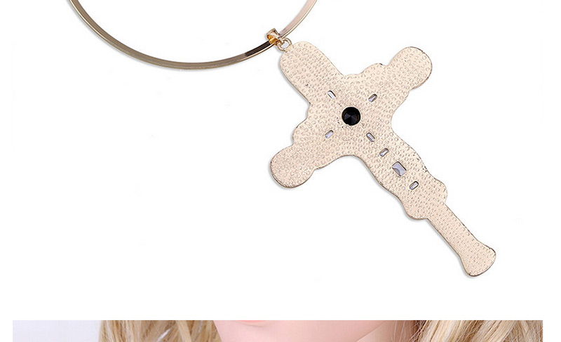 Fashion Gold Color Cross Pendant Decorated Simple Necklace,Chokers