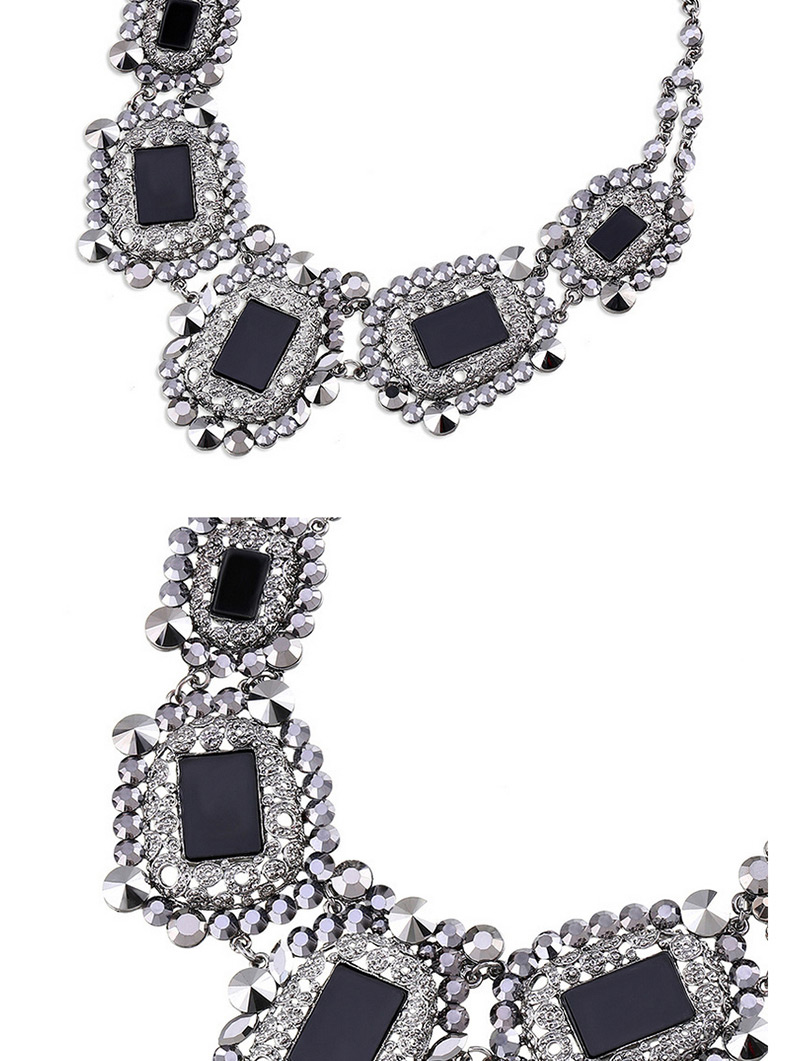 Fashion Yellow Square Shape Diamond Decorated Short Necklace,Pendants