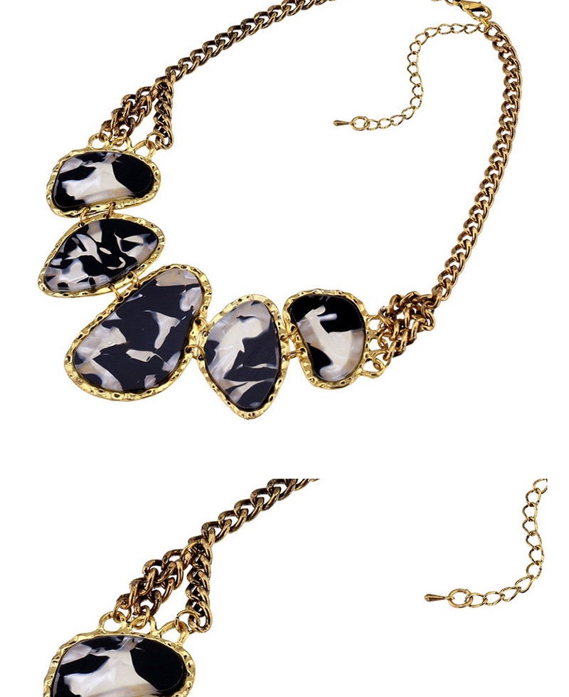 Fashion Black Geometric Shape Gemstone Decorated Necklace,Pendants