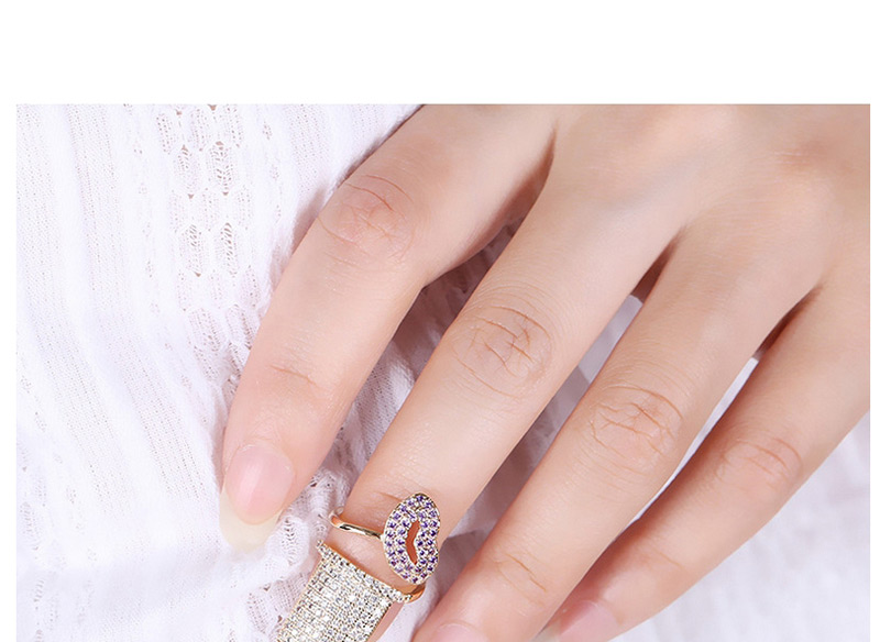 Fashion Gold Color Full Diamond Decorated Lip Shape Ring,Fashion Rings