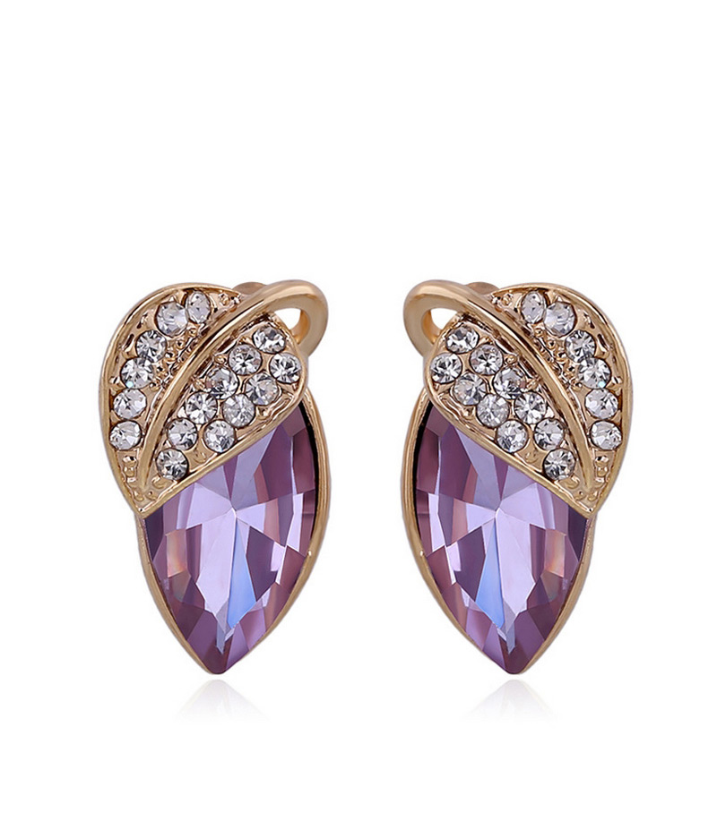 Fashion Purple Leaf Shape Decorated Color Matching Earrings,Stud Earrings