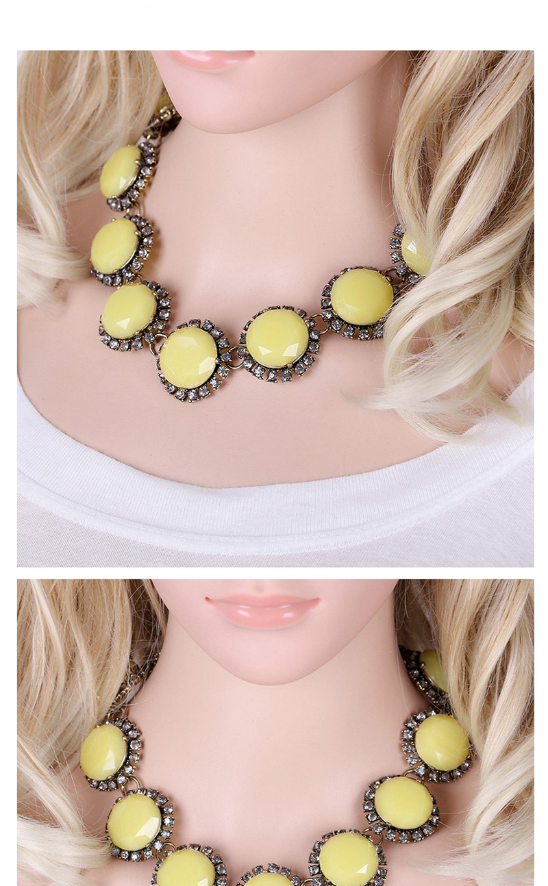 Fashion Yellow Round Shape Decorated Pure Color Necklace,Pendants