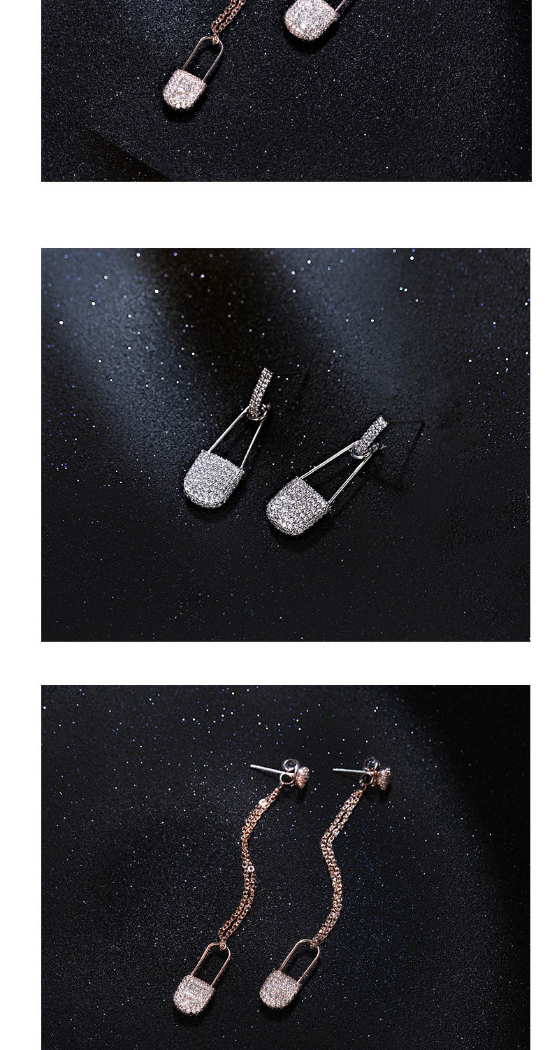 Fashion Silver Color Lock Shape Decorated Pure Color Earrings,Pendants