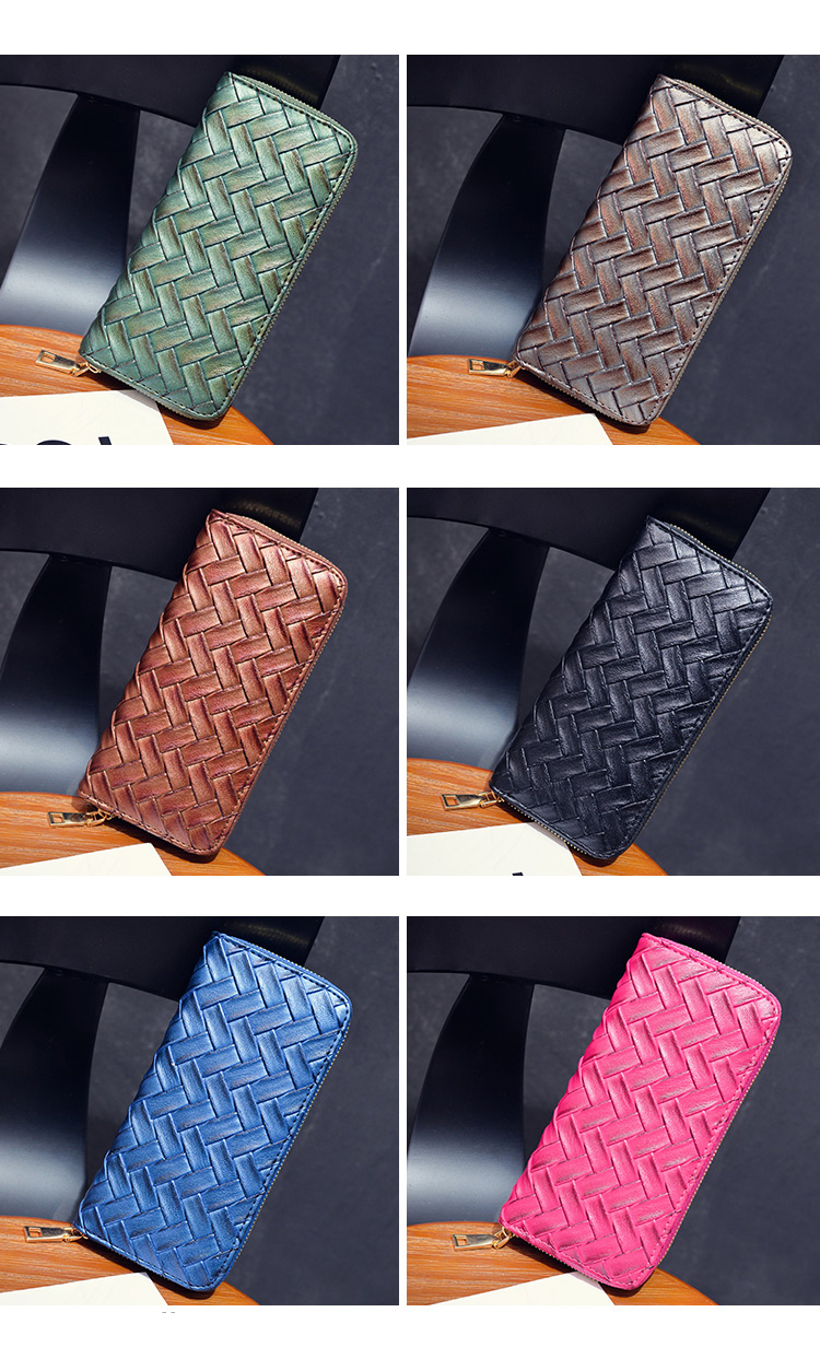 Fashion Gray Pure Color Decorated Weave Shape Wallet,Wallet