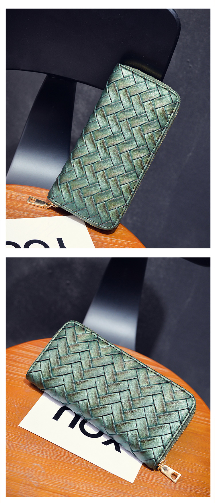 Fashion Blue Pure Color Decorated Weave Shape Wallet,Wallet