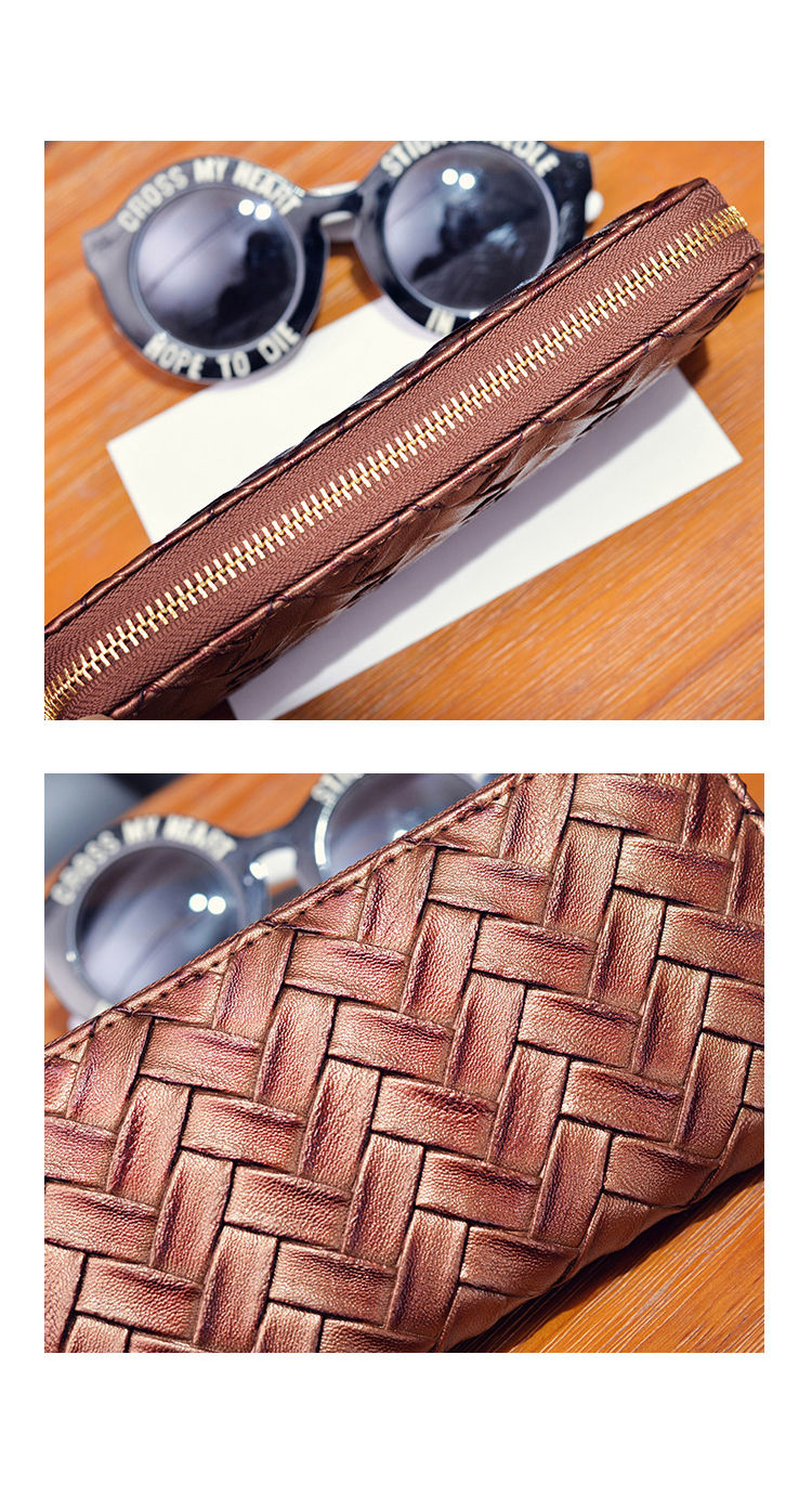 Fashion Bronze Pure Color Decorated Weave Shape Wallet,Wallet