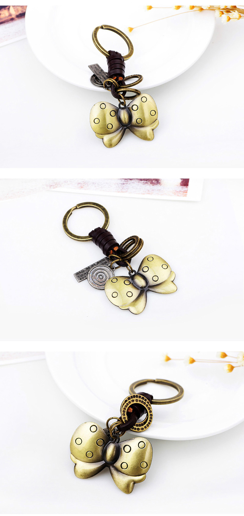 Fashion Gold Color Bowknot Shape Decorated Pure Color Key Chain,Fashion Bracelets