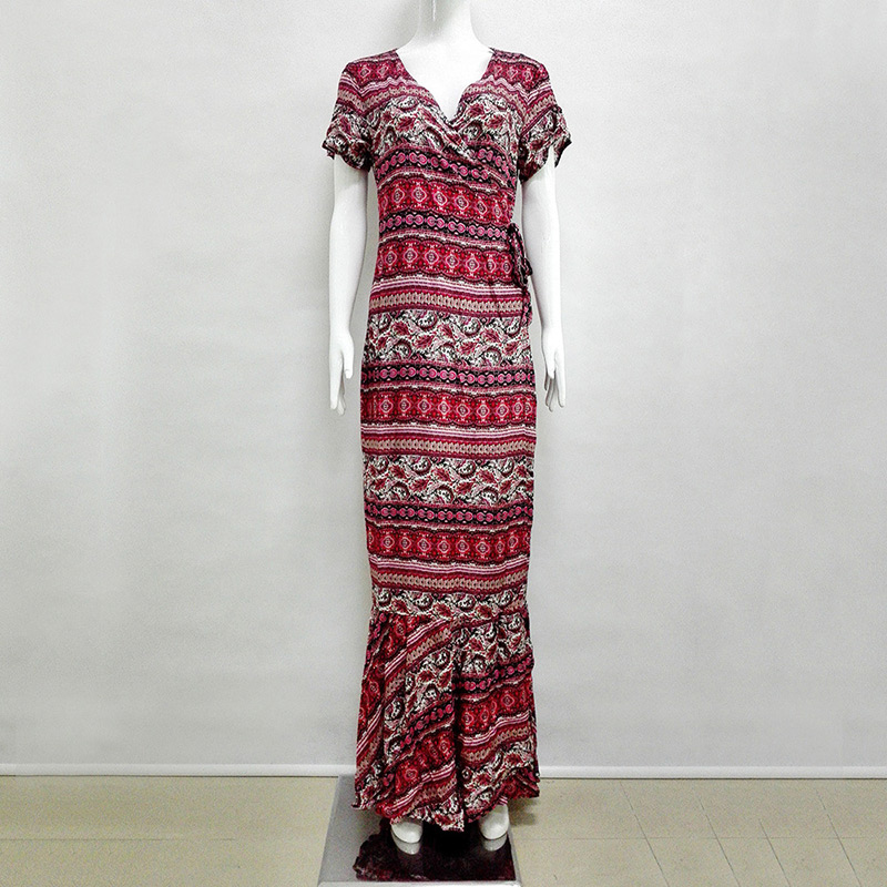Fashion Red Leaf Pattern Decorated Simple Dress,Stickers/Tape