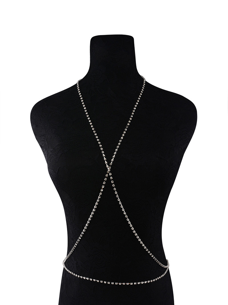 Fashion Gold Color Diamond Decorated Cross Design Body Chain,Body Piercing Jewelry