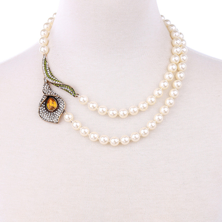 Fashion White Pearls&flower Decorated Double Layer Necklace,Beaded Necklaces