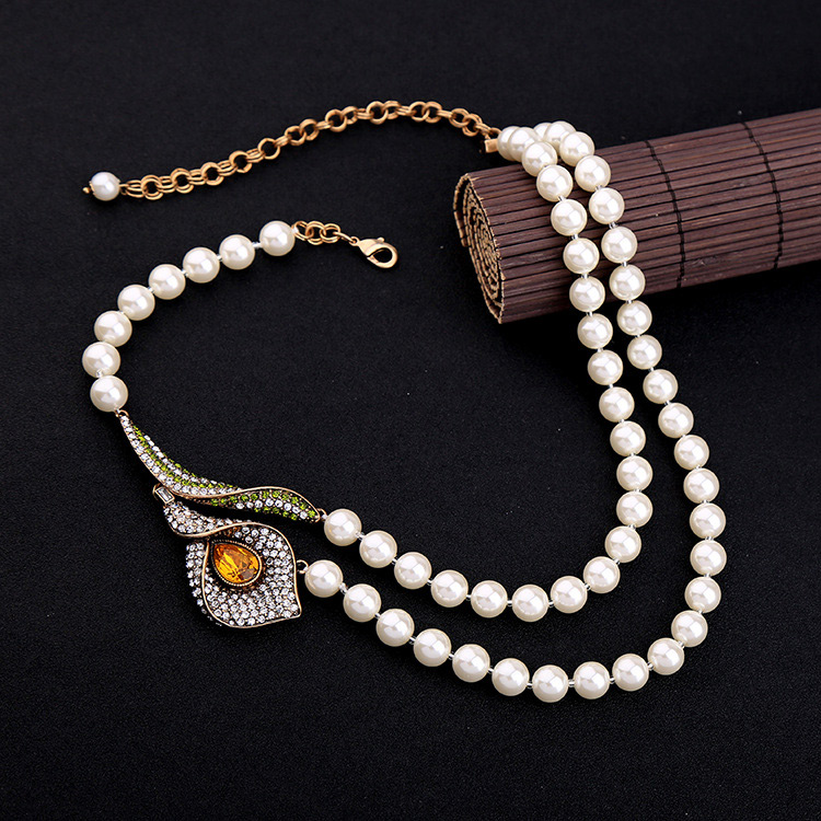 Fashion White Pearls&flower Decorated Double Layer Necklace,Beaded Necklaces
