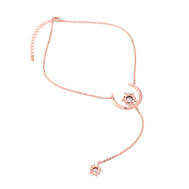 Fashion Pink Star&moon Pendant Decorated Simple Necklace,Multi Strand Necklaces