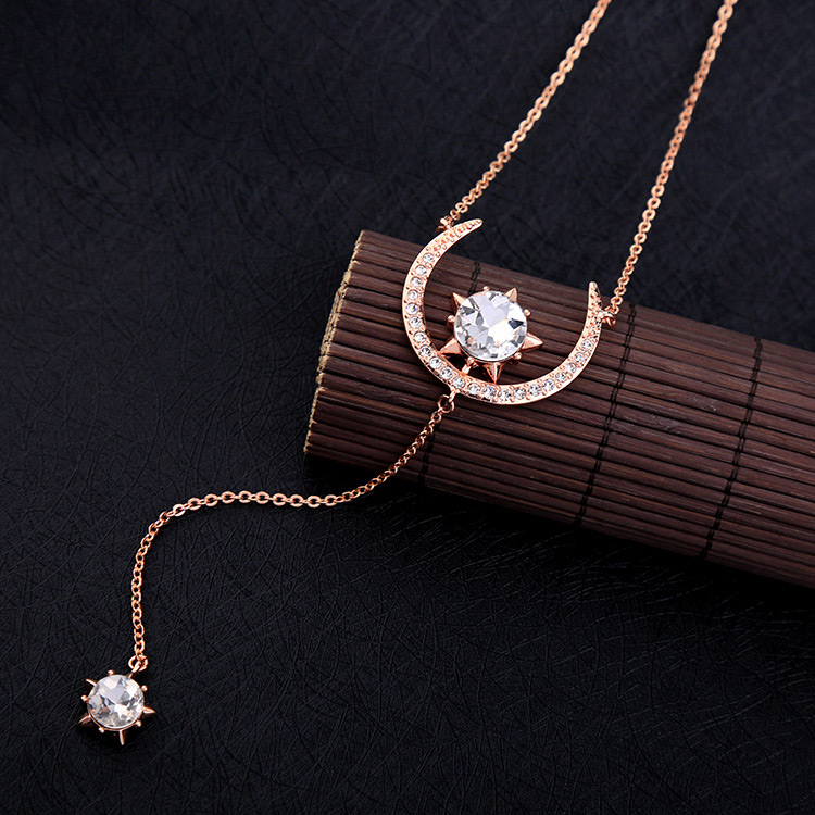Fashion Pink Star&moon Pendant Decorated Simple Necklace,Multi Strand Necklaces