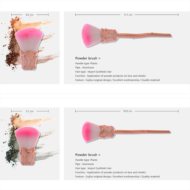 Trendy Rose Gold Flower Shape Decorated Makeup Brush(6pcs),Beauty tools