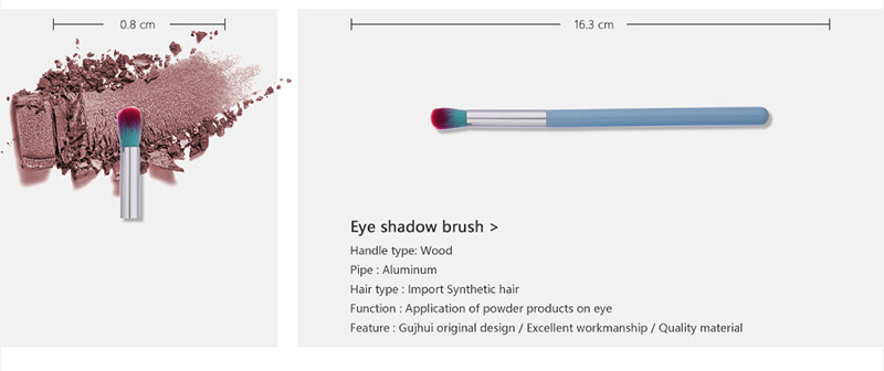 Trendy Blue Sector Shape Decorated Makeup Brush(7pcs),Beauty tools