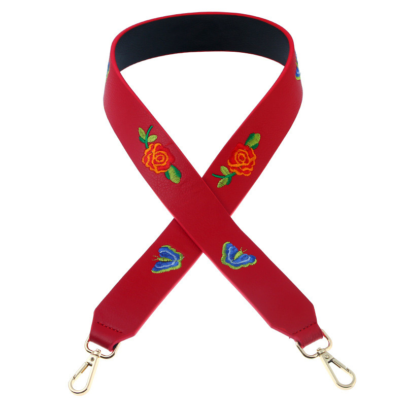 Fashion Red Embroidery Butterfly Decorated Pure Color Bag Strap,Home Decor