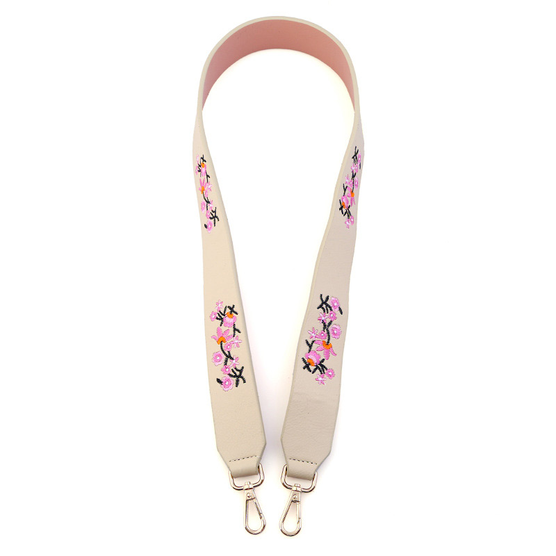 Fashion White Embroidery Flower Decorated Pure Color Bag Strap,Household goods