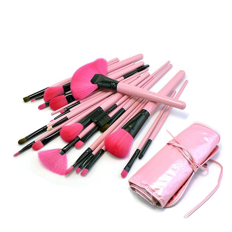 Trendy Black Sector Shape Decorated Makeup Brush(1pc)(24pcs With Bag),Beauty tools