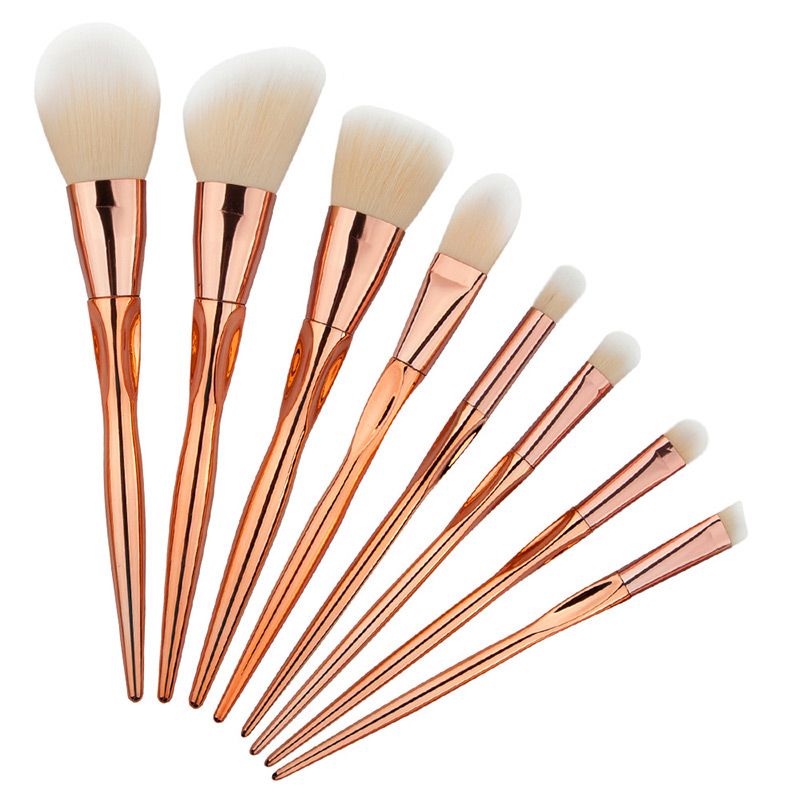 Trendy Rose Gold Pure Color Decorated Makeup Brush(8pcs),Beauty tools