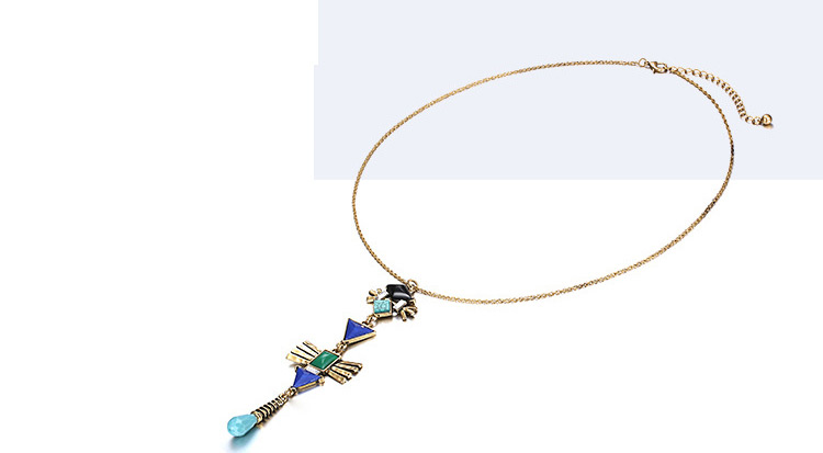 Fashion Gold Color Geometric Shape Decorated Long Necklace,Pendants