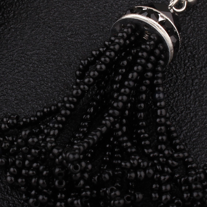 Fashion Black Bead Decorated Tassel Shape Simple Earrings,Drop Earrings