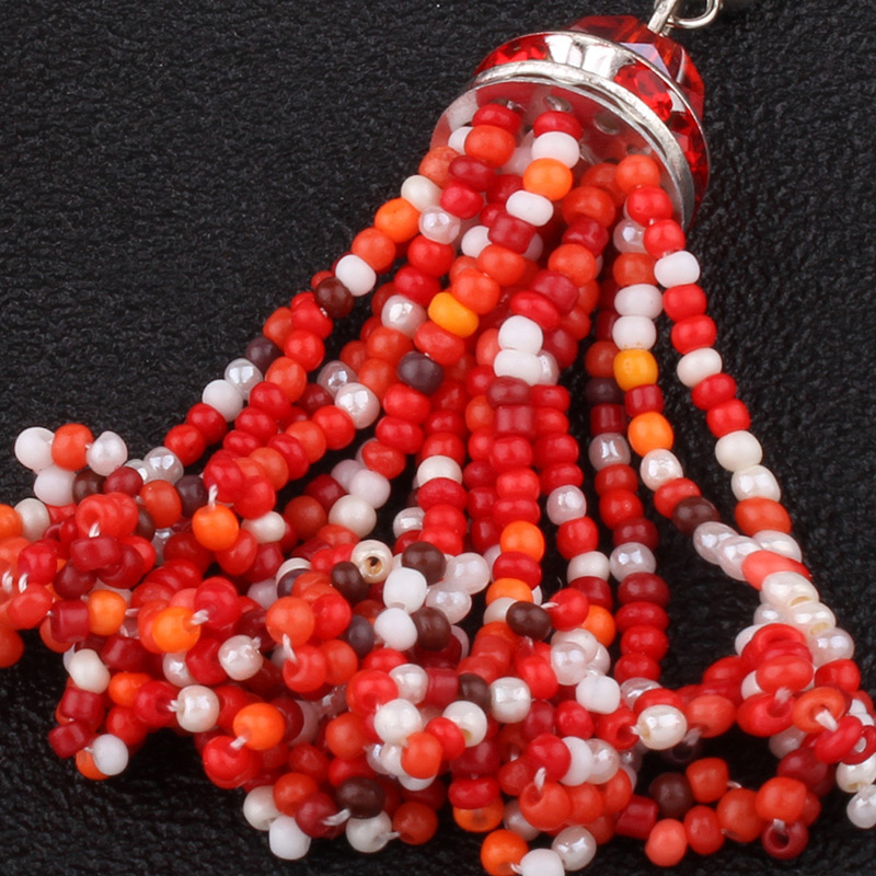 Fashion Red Bead Decorated Tassel Shape Simple Earrings,Drop Earrings