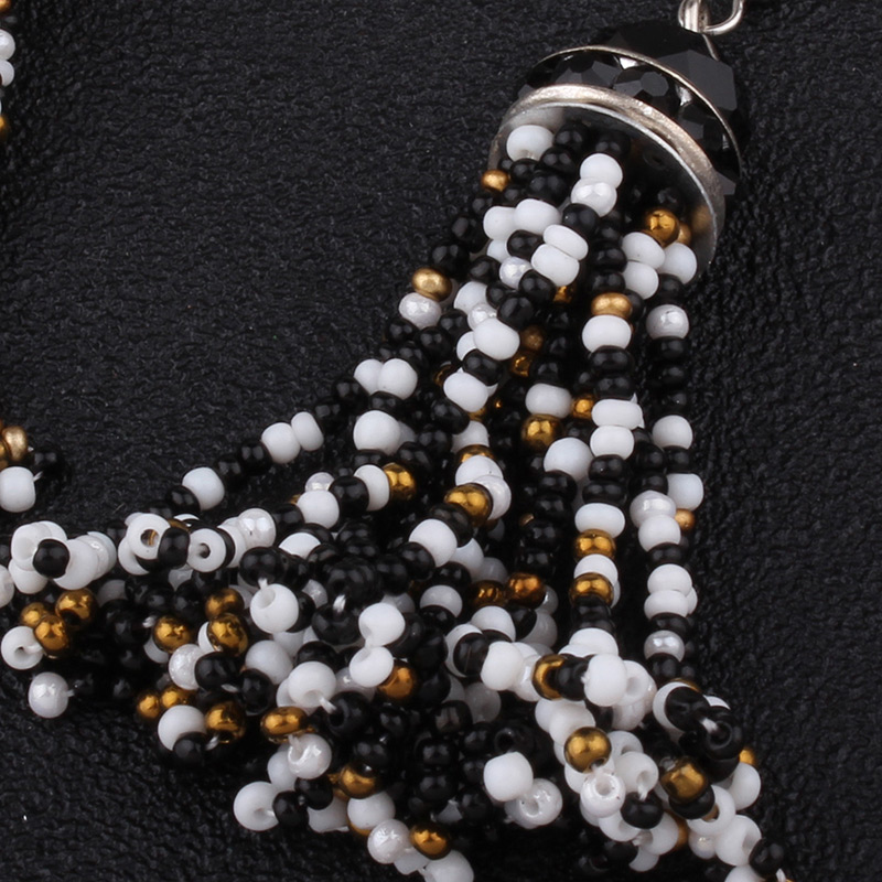 Fashion Black Bead Decorated Tassel Shape Simple Earrings,Drop Earrings