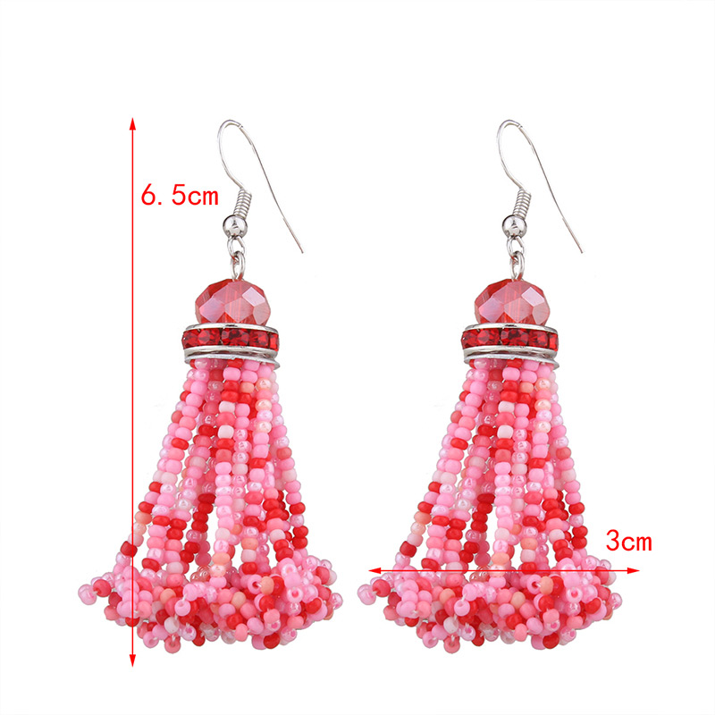 Fashion Pink Bead Decorated Tassel Shape Simple Earrings,Drop Earrings