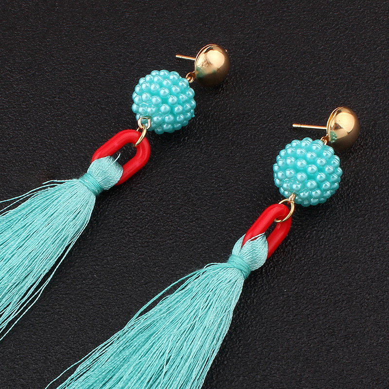 Fashion Red Tassel&bead Decorated Simple Earrings,Drop Earrings