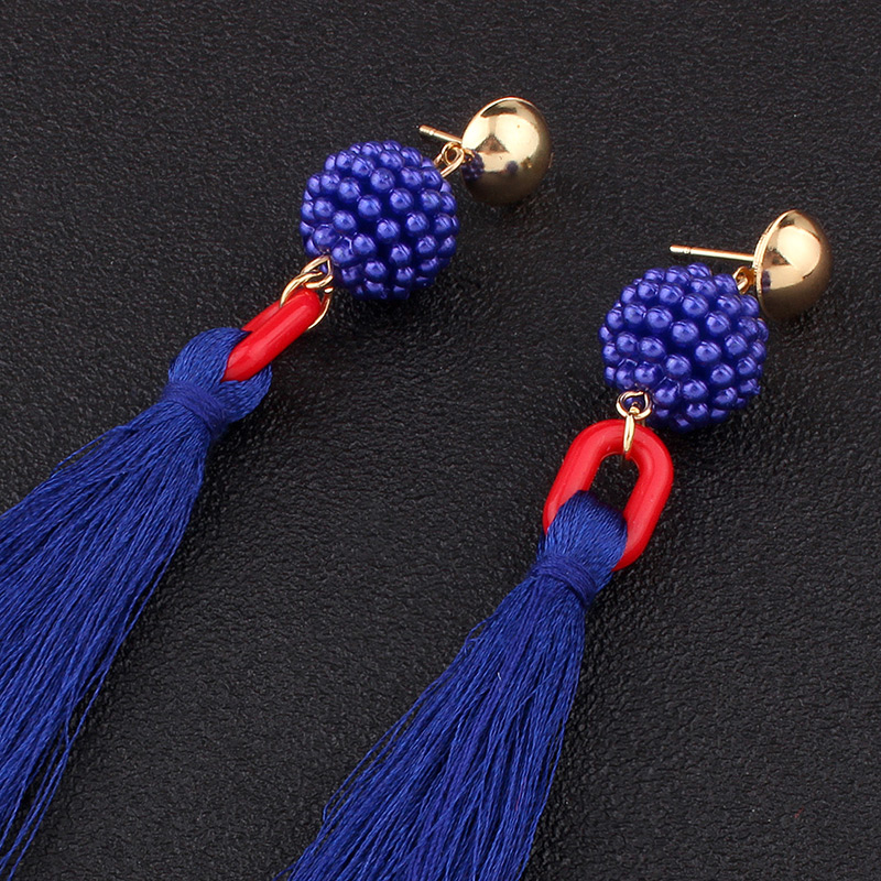 Fashion Light Purple Tassel&bead Decorated Simple Earrings,Drop Earrings