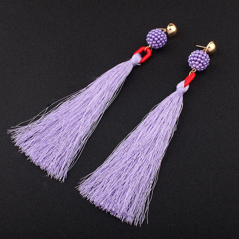Fashion Black Tassel&bead Decorated Simple Earrings,Drop Earrings