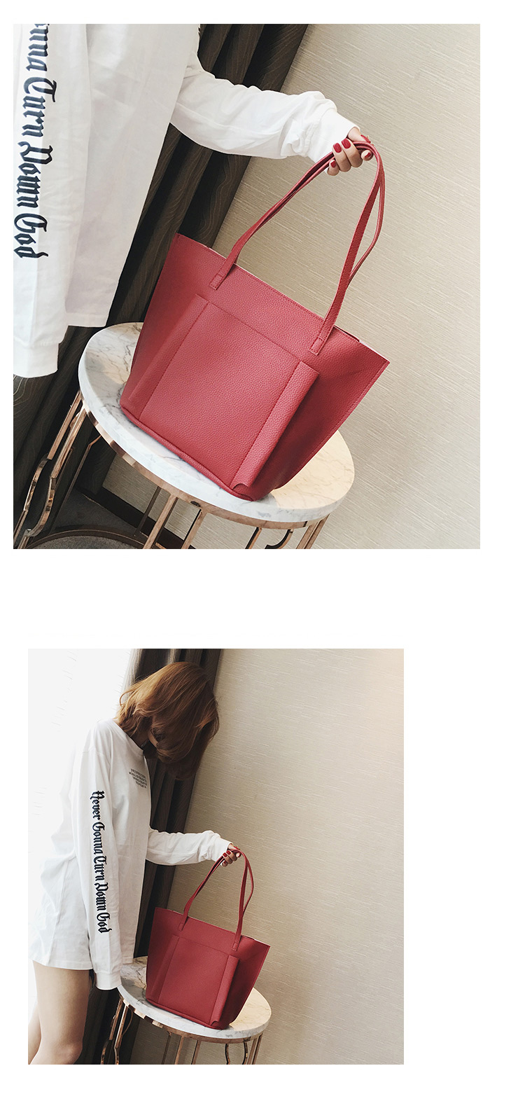 Fashion Pink Pure Color Decorated Shoulder Bag(4pcs),Messenger bags