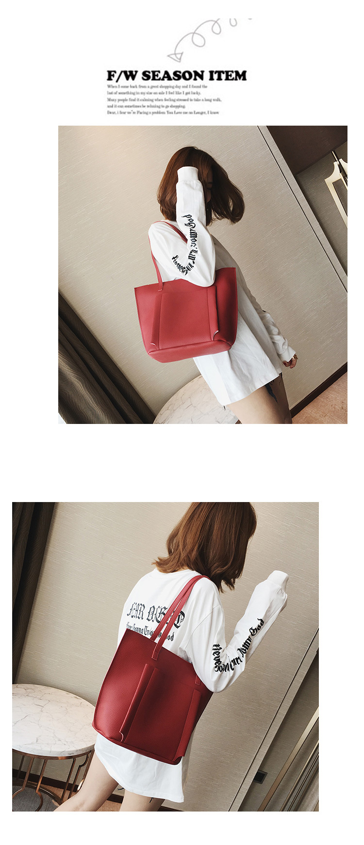 Fashion Light Brown Pure Color Decorated Shoulder Bag(4pcs),Messenger bags