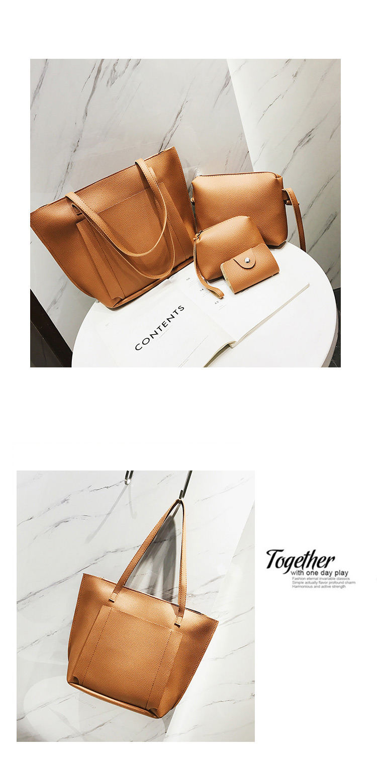 Fashion Gray Pure Color Decorated Shoulder Bag(4pcs),Messenger bags