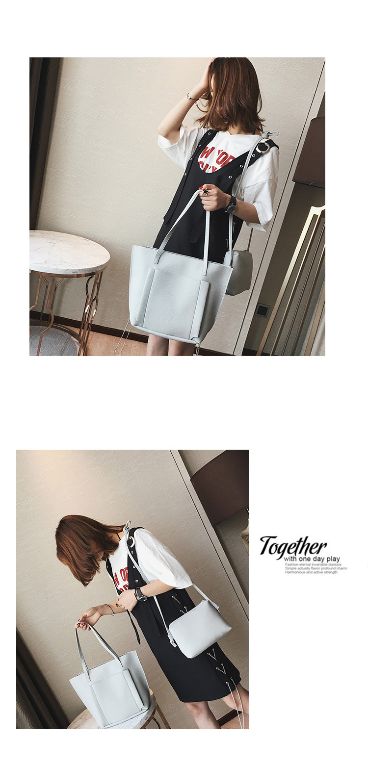 Fashion Light Brown Pure Color Decorated Shoulder Bag(4pcs),Messenger bags