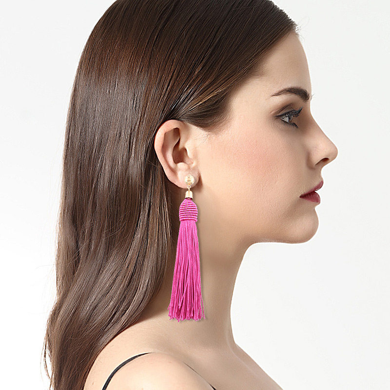 Fashion Red Tassel Decorated Simple Earrings,Drop Earrings